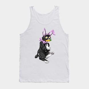 Bobtail BunnyCat: White Bicolor (Pink) Tank Top